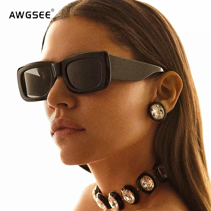 

Vintage Square Women Sunglasses Luxury Brand Fashion Personality Wide Temple Sunglasses Designer Shades UV400 Black gafas de sol