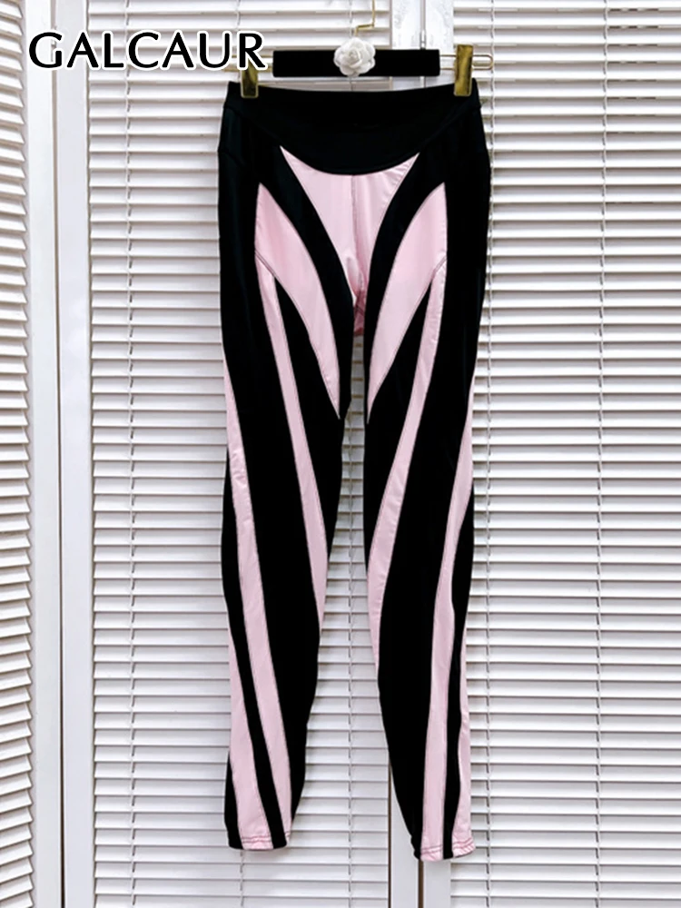 

Брюки GALCAUR Женские полосатые с цветными блоками, облегающие штаны с завышенной талией, минималистичные повседневные шикарные брюки, модная летняя одежда