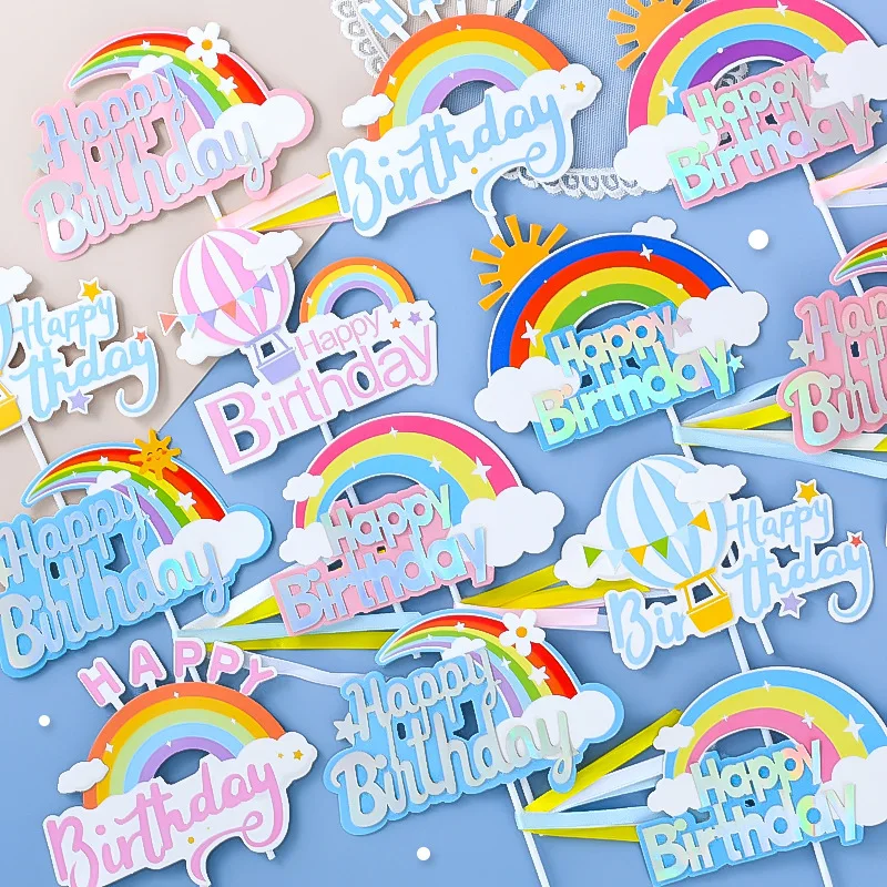 

10Pcs Cupcake Topper Happy Birthday Cake Flags Kids Baby Shower Party Baking Decoration Home DIY Mousse Dessert Decor Supplies