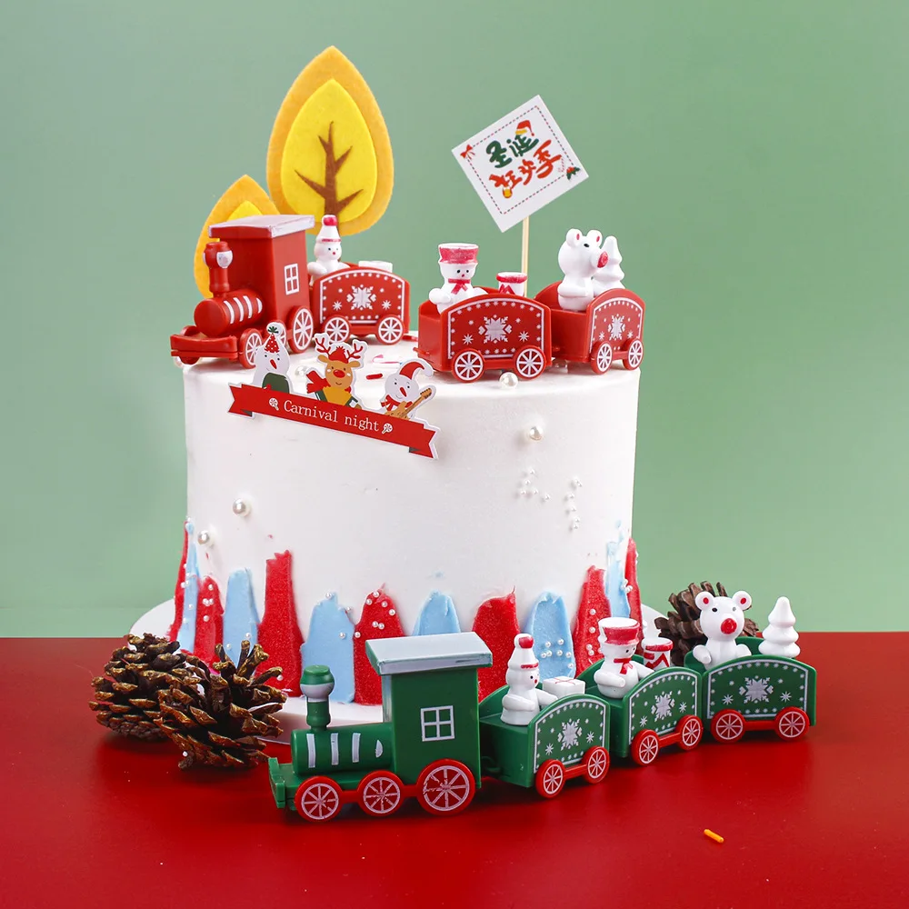 

Christmas Train Baking Decorations Santa Snowman Cute Painted Toy Train Crafts New Year Christmas Party Decorations Kids Gifts