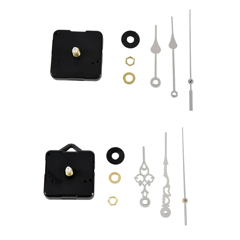 

2 Pcs Clock Movement Mechanism With Silver Hour Minute Second Hand DIY Tools Kit Design Art Digit Wall Clock