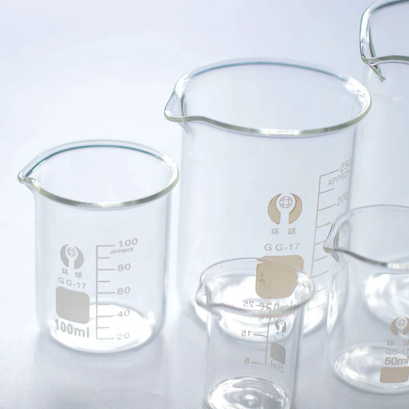 

50ml 100ml 250ml 500ml Laboratory Glassware Heat Resistant Graduated Pyrex Measuring Cup Low Form Borosilicate Glass Beaker
