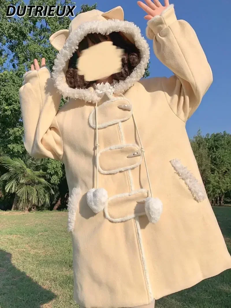 JK розовое пальто с капюшоном униформа милое осенне-зимнее двухслойное хлопковое