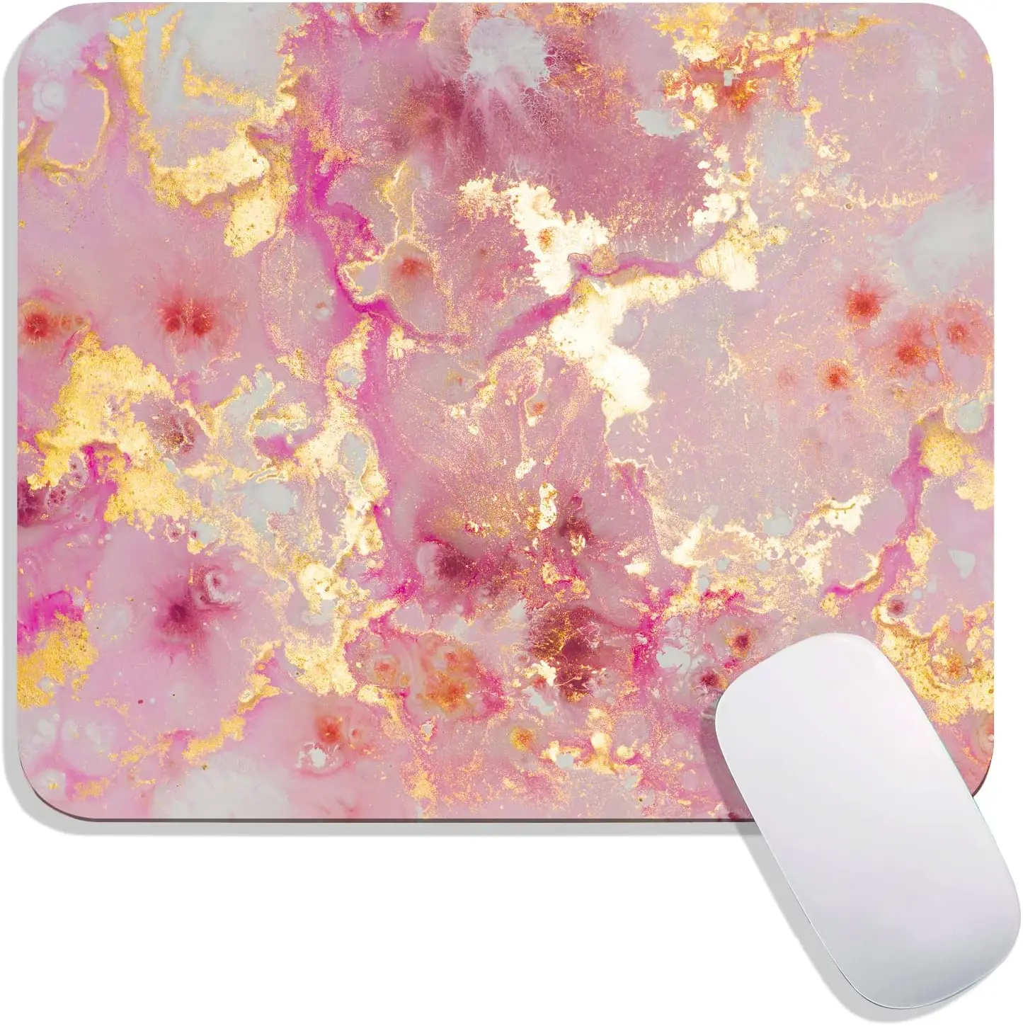 

Pink Gold Marble Mouse Pad Personalized Premium-Textured Mousepads Design Non-Slip Rubber Base Computer Mouse Pads 9.7x7.9 In