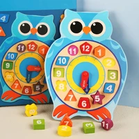 digit clock toy smooth early learning fine workmanship lovely animal shape clock toy wooden clock for children
