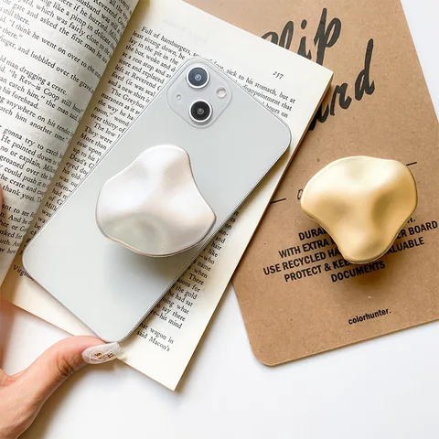 Luxury Irregular Silver Gold Metal Universal Phone Holder Bracket Griptok For iPhone 14 Pro Grip Tok Folding Finger Stand Socket