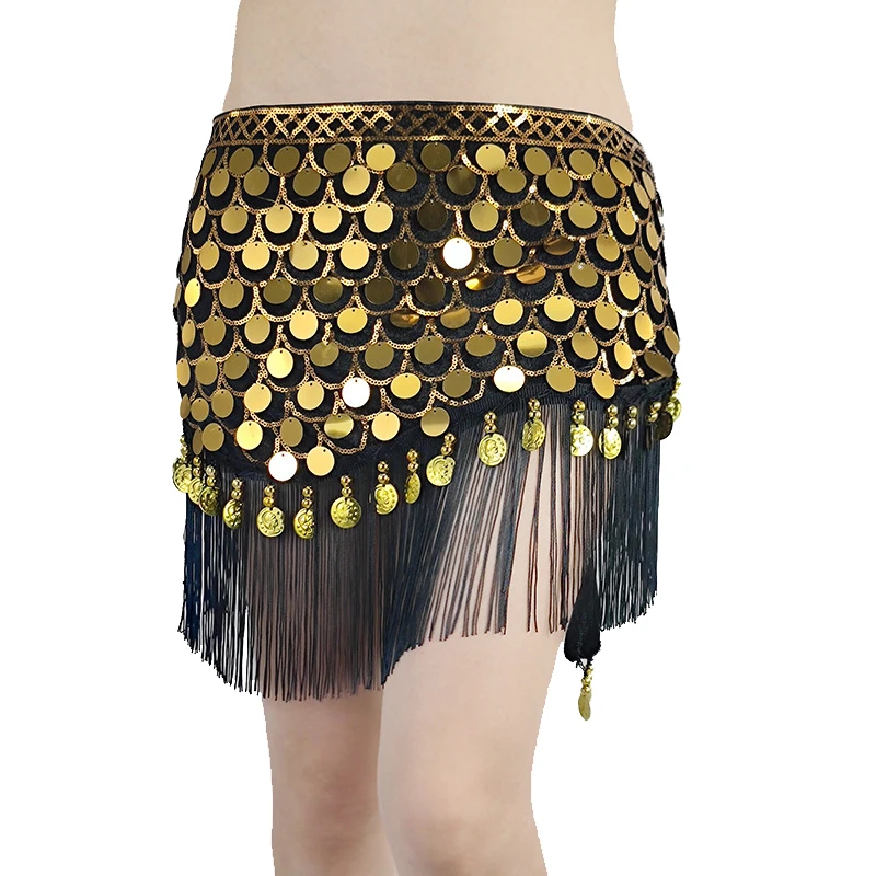 Женский набедренный платок с бахромой и цветными монетами аксессуар для танца
