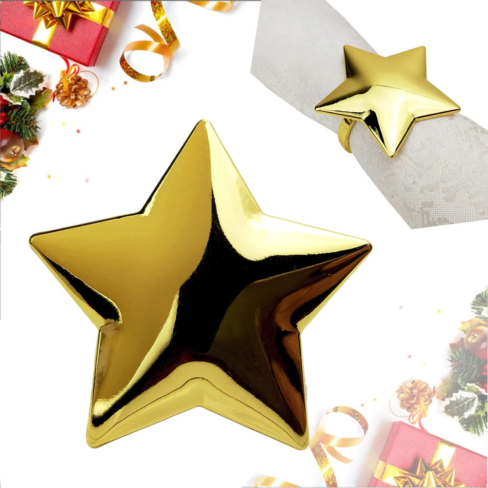 

Bright Star Christmas Napkin Rings Gold Silver Christmas Decorations 2023 Towel Rings For Dinning Table Decor 6 Pcs Set