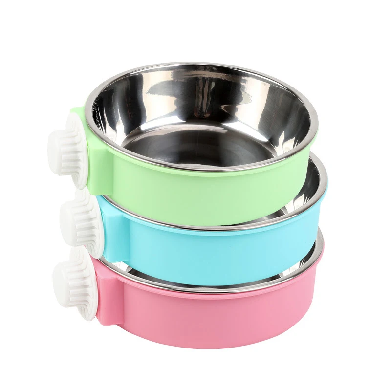 

Pet Feeding Bowl Hanging Non-Slip Stainless Steel Water Feeder Can Be Fixed On The Cage for Dogs Cats Rabbits