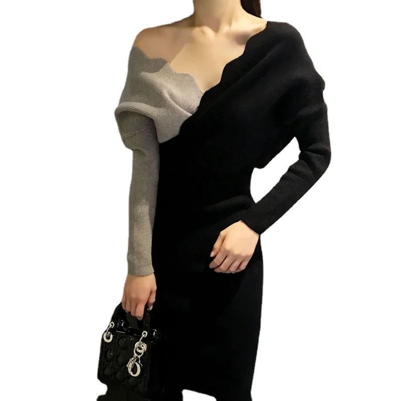 

Korean Woman Elegant Warm 2022 Dresses Sweater Dress Women Slim Autumn Vintage Winter Clothing Knitted Sexy Vestido Feminino