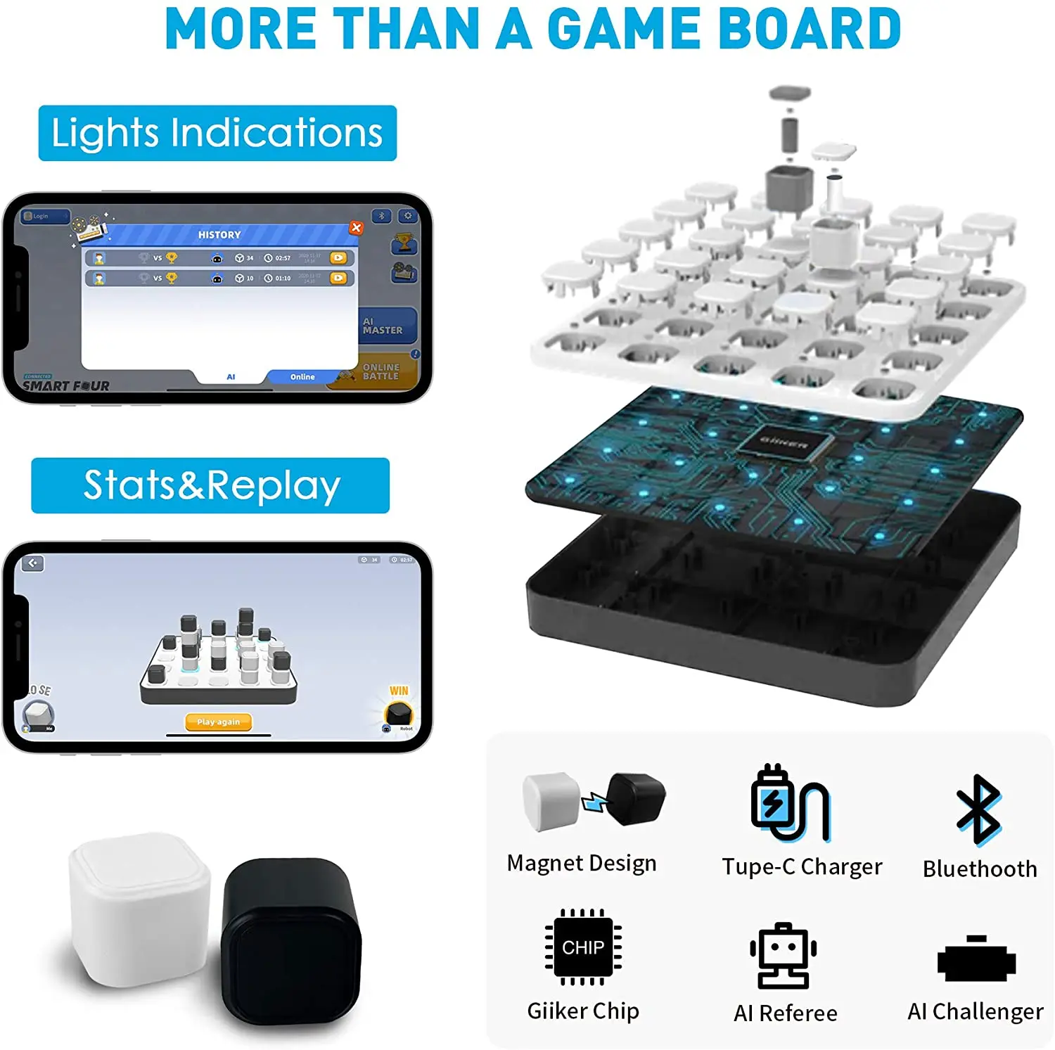 GiiKER AI Smart Four Connected Magnetic 3D In A Row Game с интеллектуальной настольной игрой поддержкой