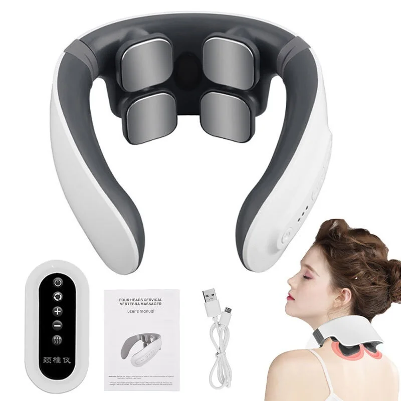 

Electric Smart Neck and Back Pulse Massager Wireless Heated Red Light Cervical Vertebra Relax Pain Relief Kneading Machine 4Head
