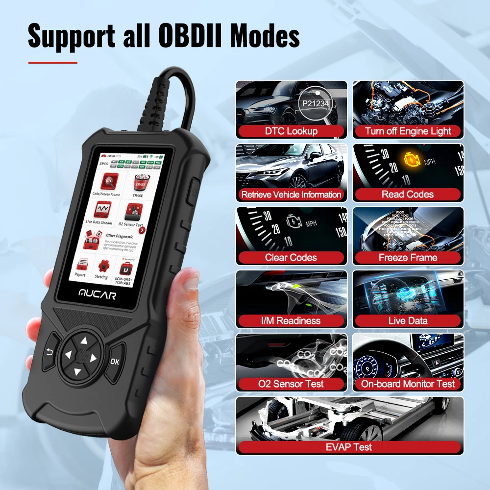 Диагностические инструменты Mucar CDE900 OBD2 16 Гб ПЗУ Wi-Fi 4 системы на двигателе