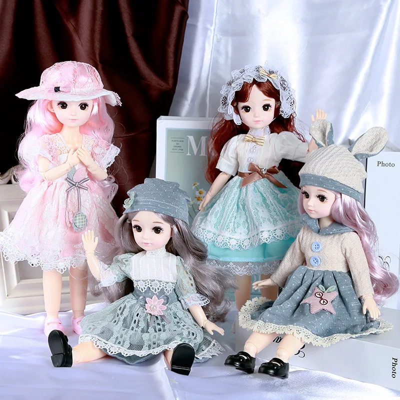 

1/6 BJD Doll 30 Cm Girl Gift Pink Long Hair Makeup Cute Princess Doll with Dress Clothes DIY Doll Girl Gift Toy