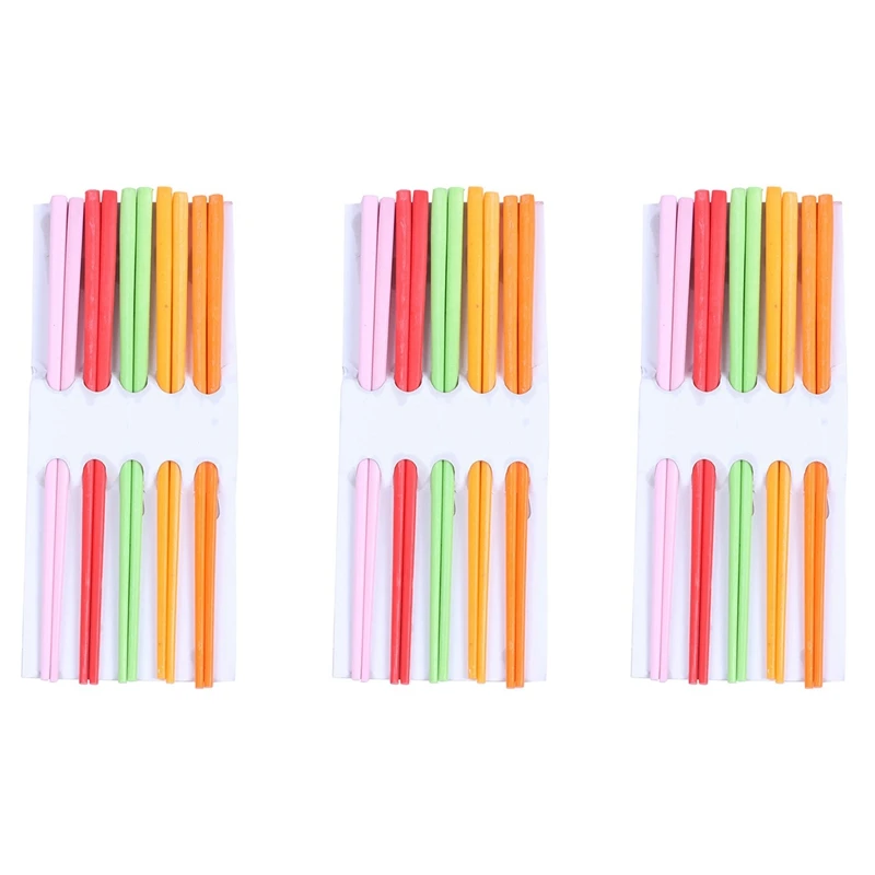 

Hot 3X 5 Pairs Assorted Color Plastic Chinese Chopsticks 8.7 Inch Long