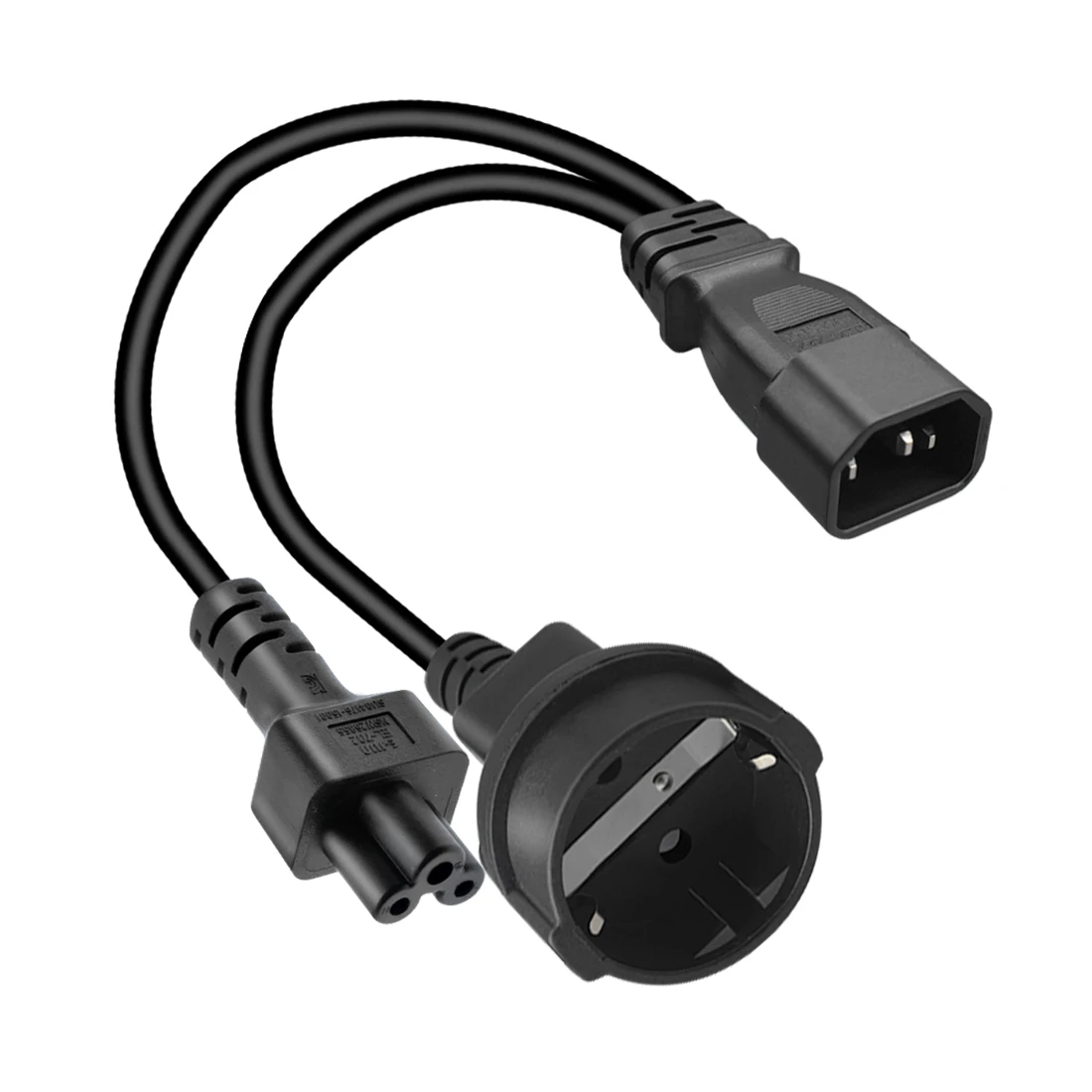 JORINDO IEC C14 TO C5 + EU4 8 мм Y-разветвитель шнур питания IEC320 к немецкому стандарту розетки