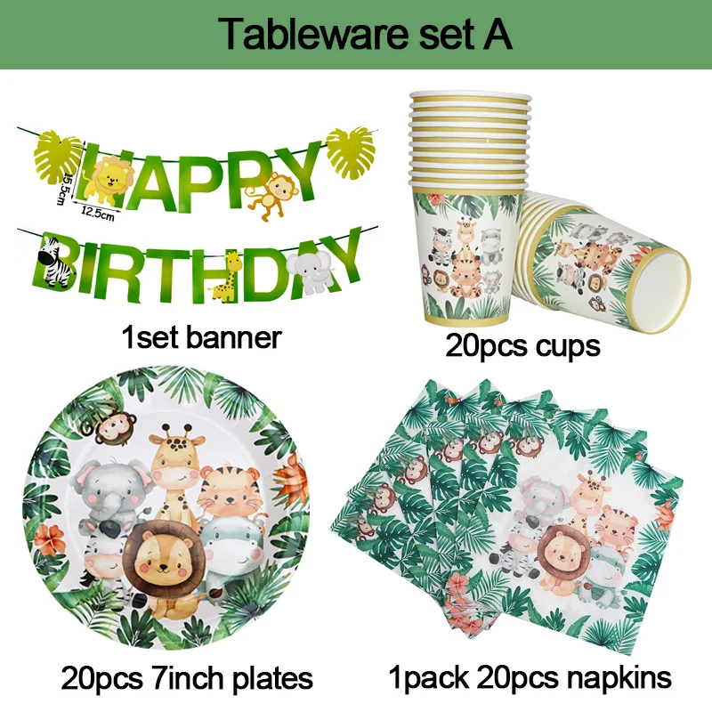 

Сафари на день рождения мальчика, детские товары в виде леса, животное, одна дикая искусственная ладонь, декор на день рождения, набор листьев для вечеринки, одноразовая посуда в джунглях