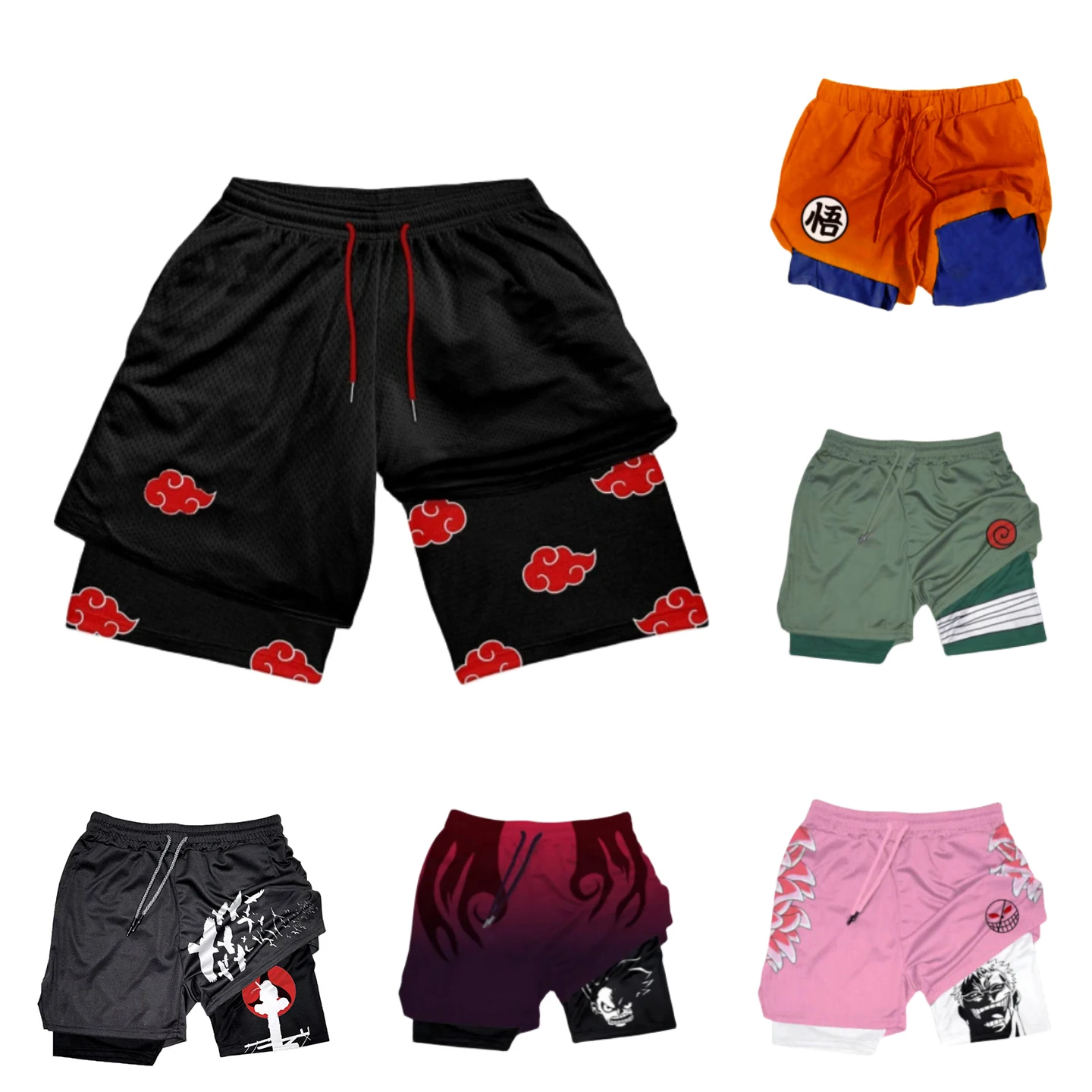 

Dragon Ball One Piece Naruto Gym Shorts Men Women Summer Quick Dry Sports Sports Double Layer Breathable Running Shorts