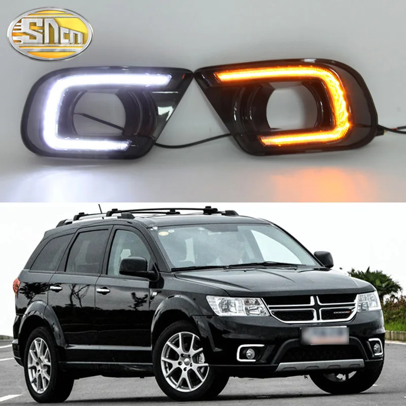 

2PCS LED Daytime Running Light For Dodge Journey 2014 - 2016 Yellow Turn Signal Relay 12V Car DRL Lamp Waterproof ABS Daylight