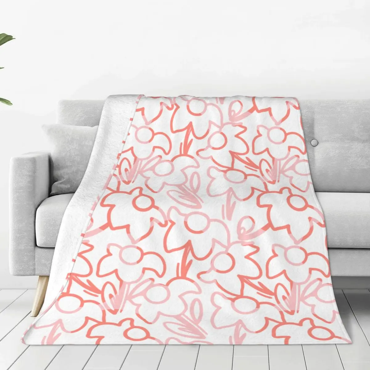 

Flower Coloring Blanket Ultra Soft Cozy Blooming Flowers Decorative Flannel Blanket All Season For Home Couch Bed Chair Travel