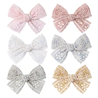 embroidered lace hair clips hollow out hair bows for baby girls soft cotton daily mini pins handmade high quality accessories