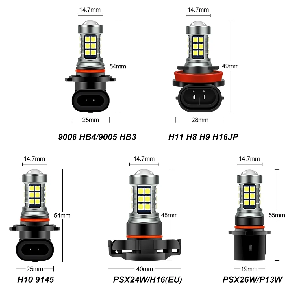 Светодиодная противотуманная фара Asfour 2x 2000LM H8 H11 Светодиодный 16jp H10 9005 HB3 9006 HB4