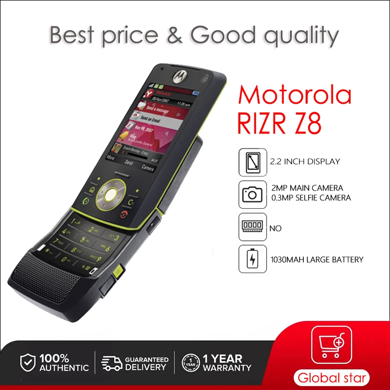 

Motorola RIZR Z8 Восстановленный-оригинальный телефон с экраном 2,2 дюйма, 2 МП, бесплатная доставка, высокое качество