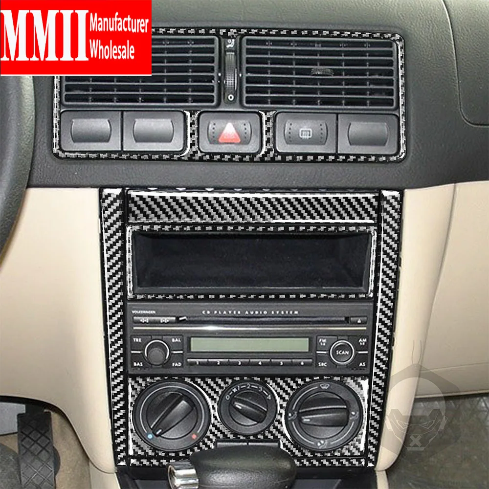 For VW Golf 4 Jetta Bora MK4 R32 GTI 1999-2004 Carbon Fiber Sticker Center Control Set Outlet Radio AC Interior Car Accessories