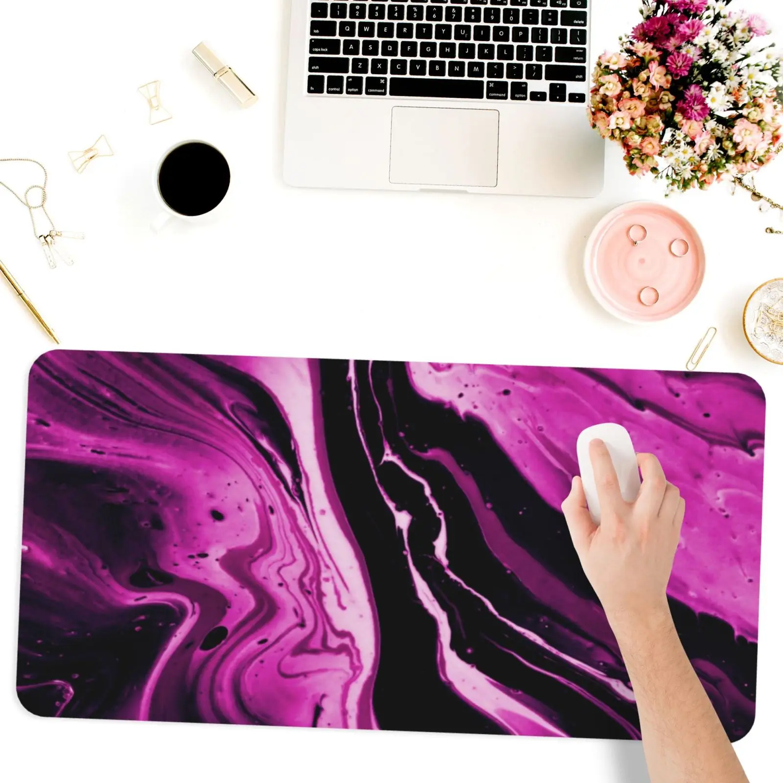 

1Pcs Purple Series Striped Large Mouse Pad for Computer Laptop Notebook Rectangle Non-slip Rubber Base Deskpad Table Mat