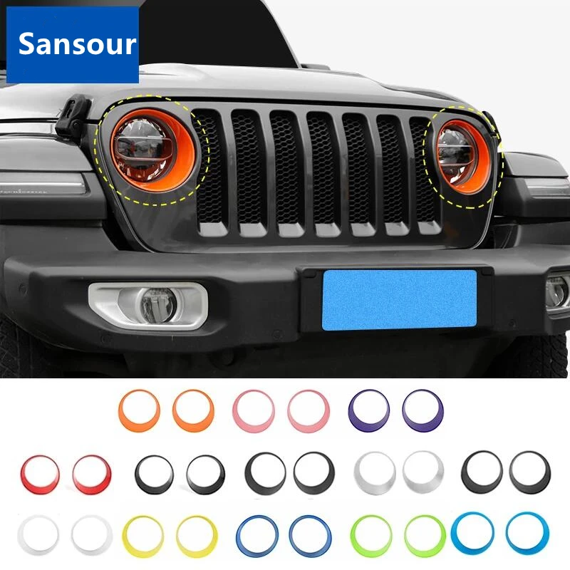 

Car Headlight Lamp Decoration Sticker for Jeep Wrangler JL Sahara 2018 2019 2020 2021 Head Light Cover Accessories Sansour