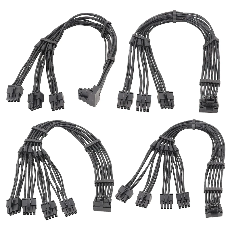 

16AWG 12VHPWR PCIE5.0 3x8pin to16Pin (12+4P) Male 90° Power Extension 30/50/6CM