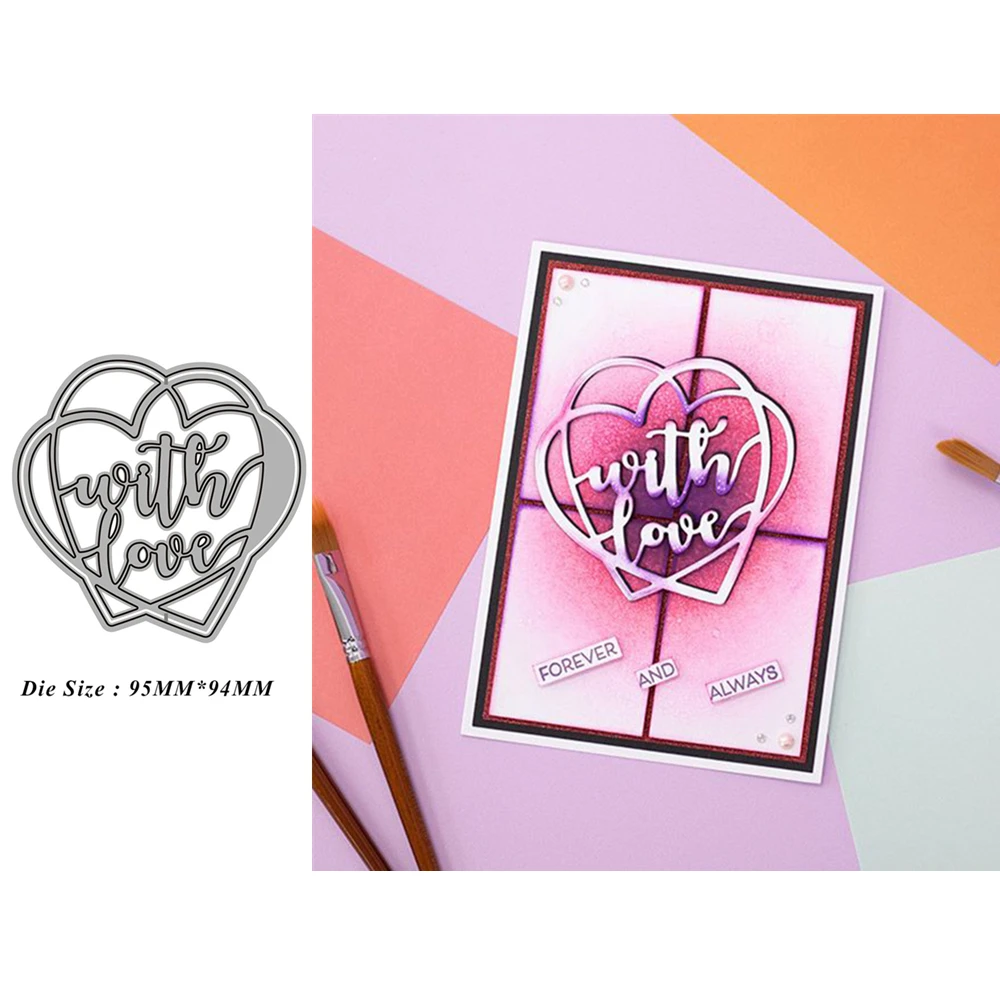 

1 шт., металлические штампы в форме сердца с надписью «Love»