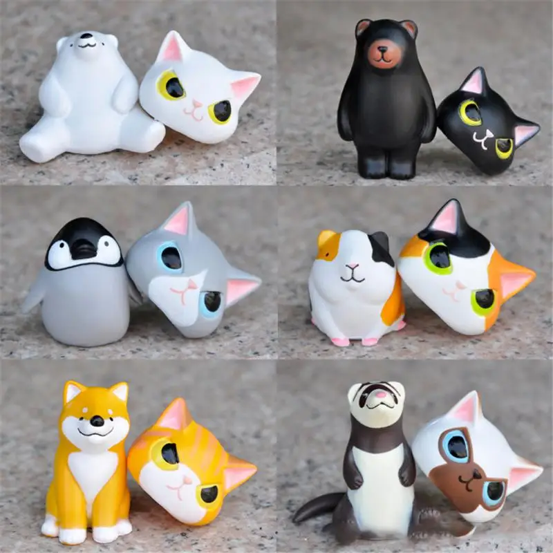 

Cute Cat Decoration Creative Cross-dressing Lead Set Desktop Decoration Decoration Cake Decoration Children's Gift 6Pcs/Set
