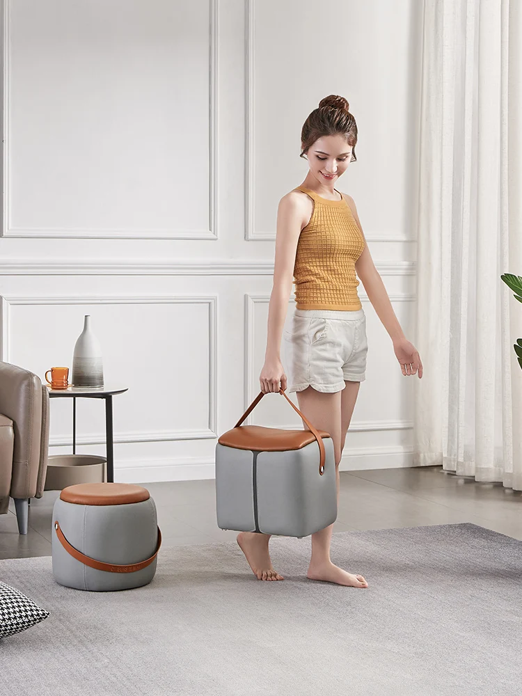 Минималистичный креативный кожаный маленький табурет скамейка для гостиной