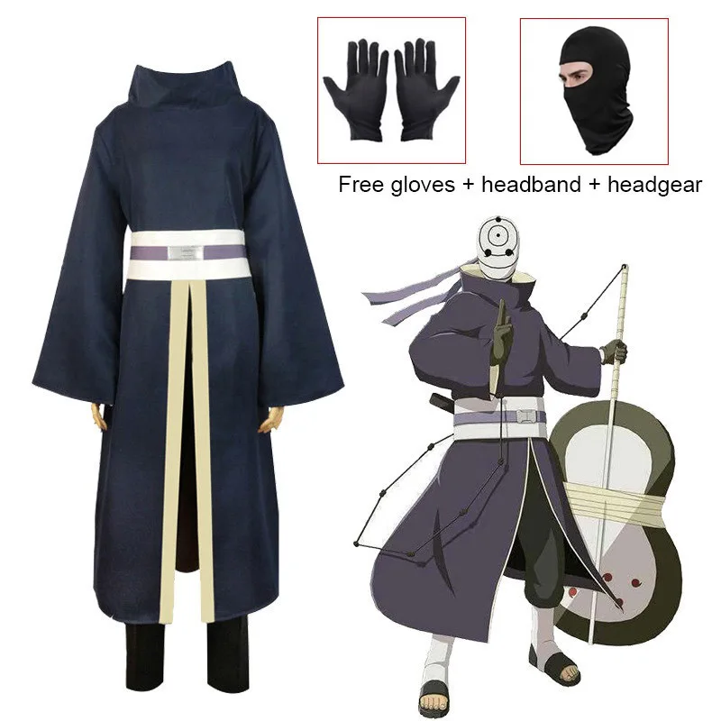 Аниме Акацуки Тоби Обито Косплей костюмы униформа набор аксессуаров для женщин и