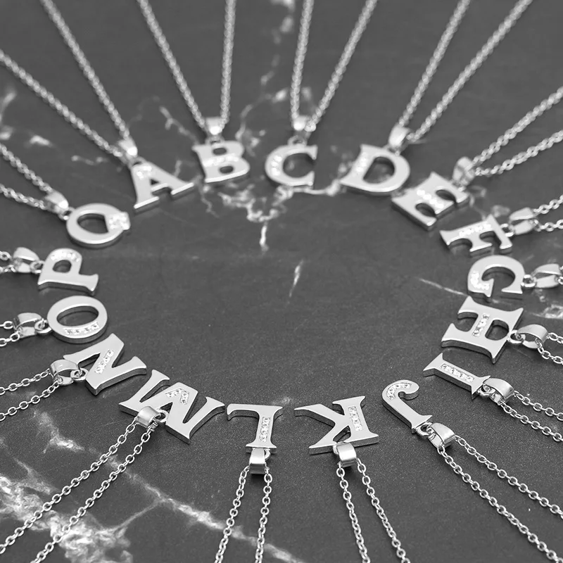 

High Quality Initial Charm A-Z Letter Necklace Women Men Necklace Silver Color Charm Fashion Jewelry