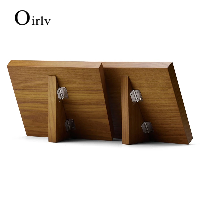 Oirlv Solid Wood Earring Display Stand Foldable Wooden Necklace Holder Beige Gray Microfiber Jewelry Organizer Earring Display