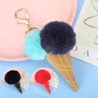 1pc key ring holder handmade gift plush keychain ice cream shape bag pendant cute key accessories