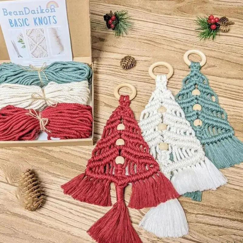 

Macrame Christmas Tree 3Pcs Creative Macrame Wall Hanging For Christmas Handmade Christmas Tree Home Decoration For Crafts Wall