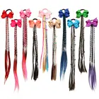 Эластичная повязка для волос с единорогом для девочек, повязка на голову с париком, богемные плетеные резинки для волос для детей, эластичная резинка, аксессуары для волос