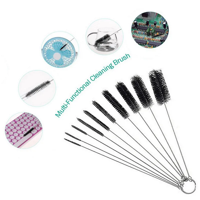 

10PCS Nylon Brush Bottle Brushes Kit Pipe Bong Cleaner Glass Tube Clean Drink Straws Sewing Machines Paint Guns Cleaning Brush