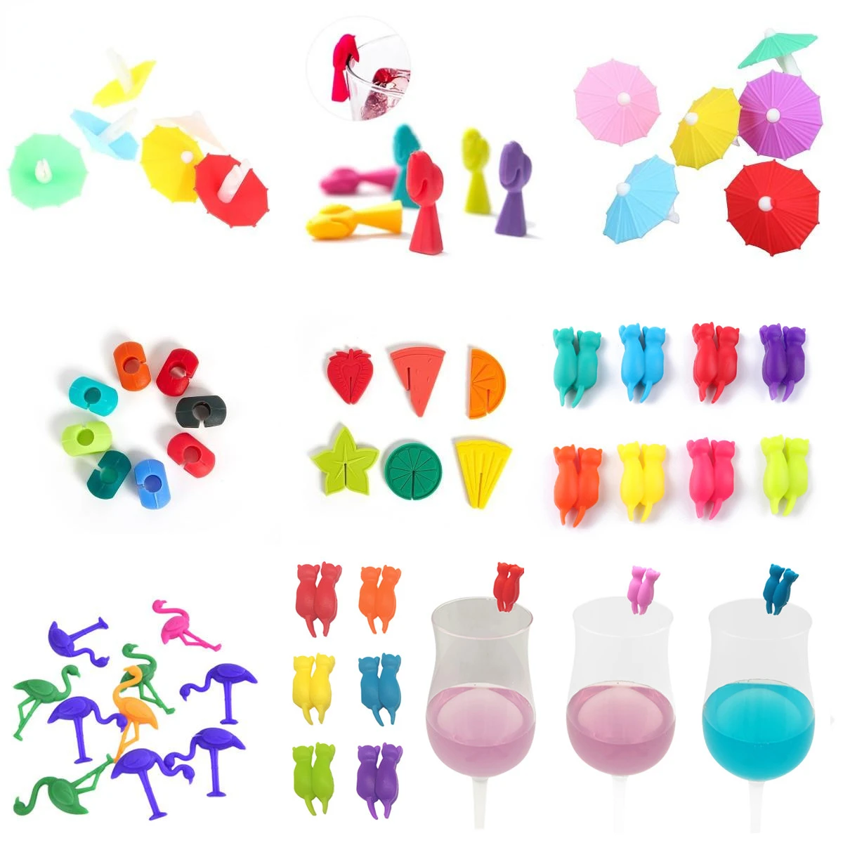 

Mini Circle Silicone Wine Glass Marker Cup Identification Ring Recognizer Label Rubber Marker Party Accessories