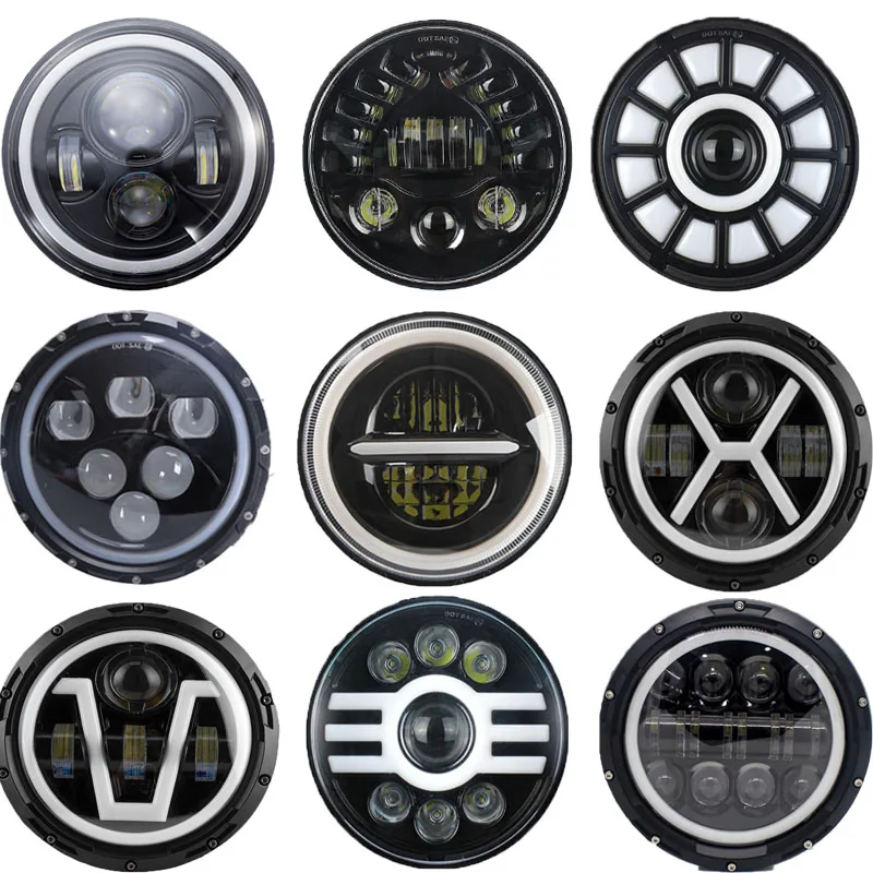 7-дюймовая круглая светодиодная фара с угловыми глазами мотоциклетная для Lada Niva