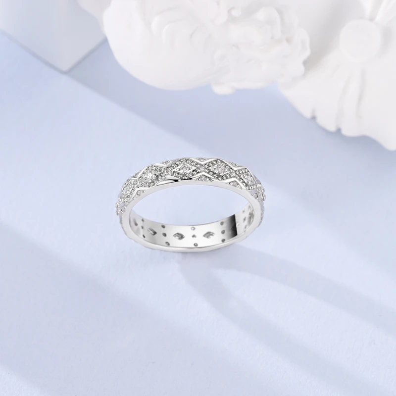 Сверкающее кольцо из стерлингового серебра 925 пробы с плотным цирконом широкое и
