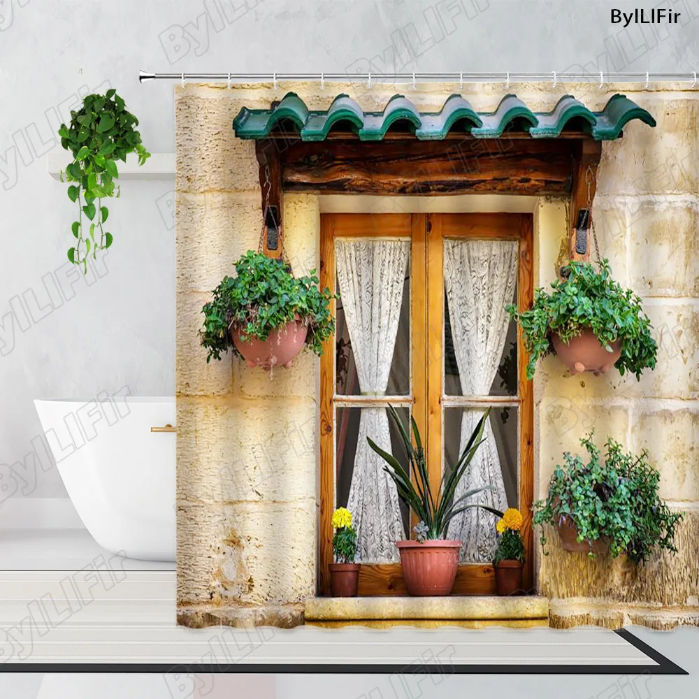 Садовая занавеска для душа набор украшения ванной комнаты цветок зеленое