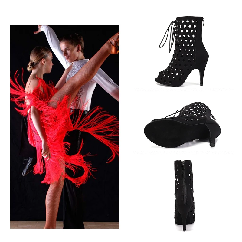 DKZSYIM Latin New Dance Boots Soft Soles Women Ballroom Dance Shoes Ladies Girls Tango/Salsa Shoes For Dance High Heels 4cm-11cm