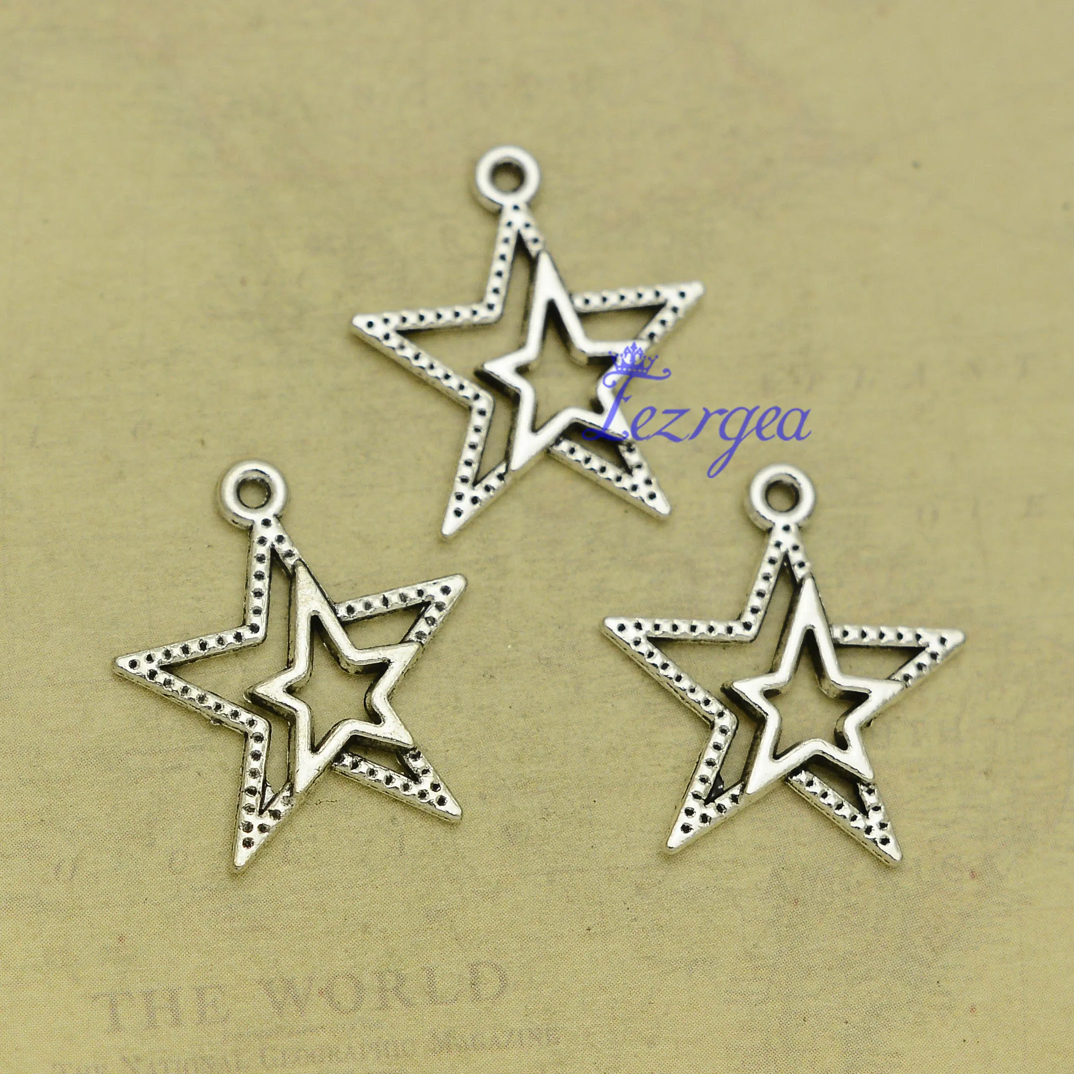 

30pcs/lot--23x20mm Antique Silver Plated Pentagram Charms Star Pendants DIY Necklace Earring Supplies Jewelry Making Accessories