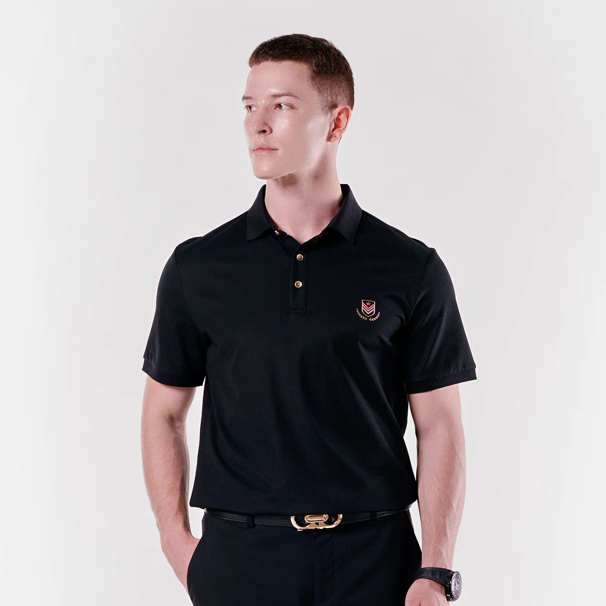 Мужская хлопковая футболка-поло с принтом коротким рукавом