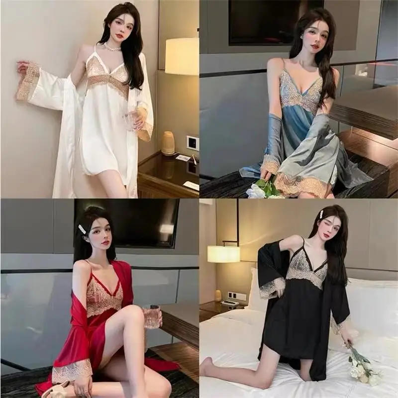 Chen XUAN female SENSE LACE NEW APPEAL CONCORD NIGHTgown spring and summer snow and ice silk thin home clothing two pieces