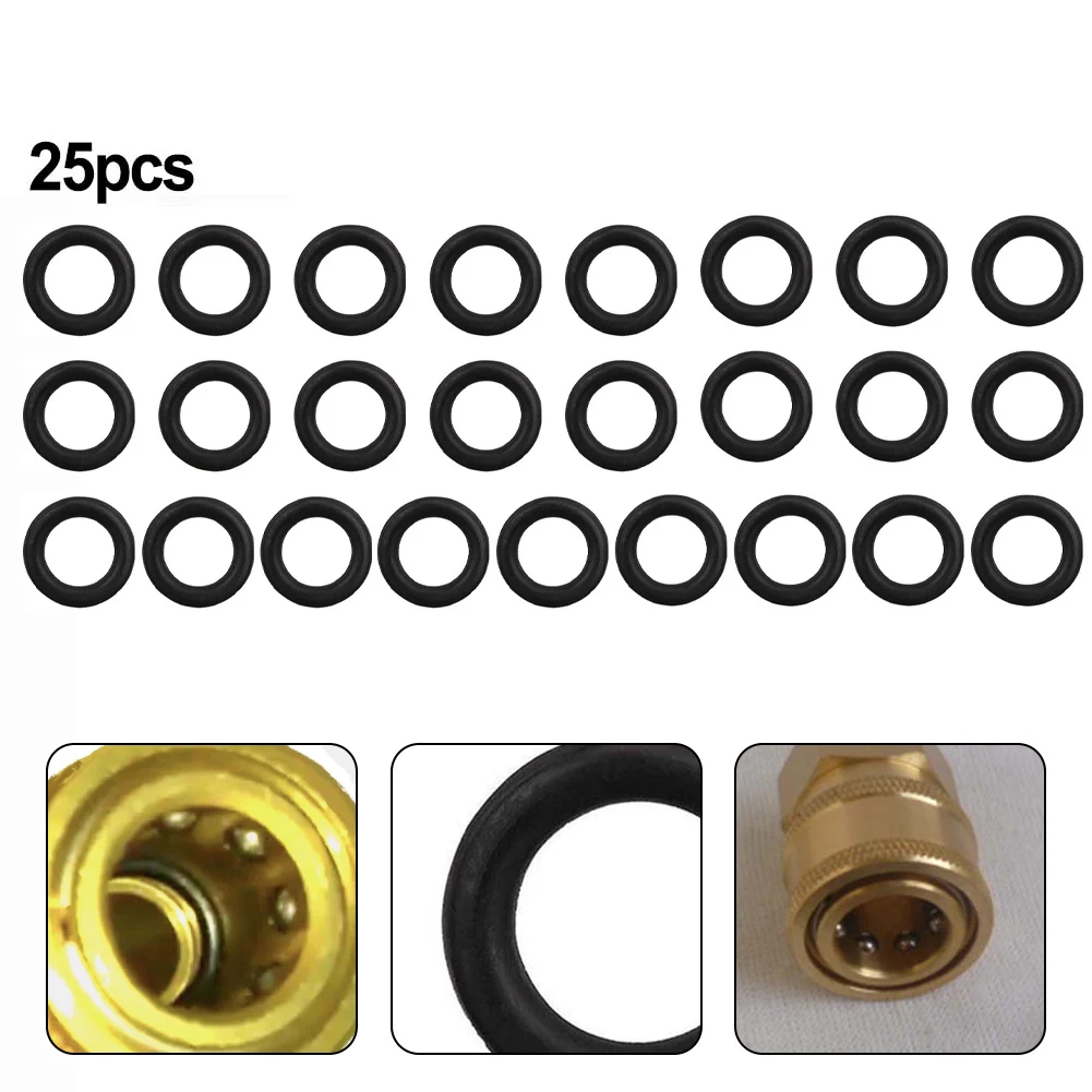 

25Pcs Pressure Washer O-rings For 3/8inch Quick Connect Fittings Black 5000 PSI Pressure Seals For Plumbing Lines Accessories